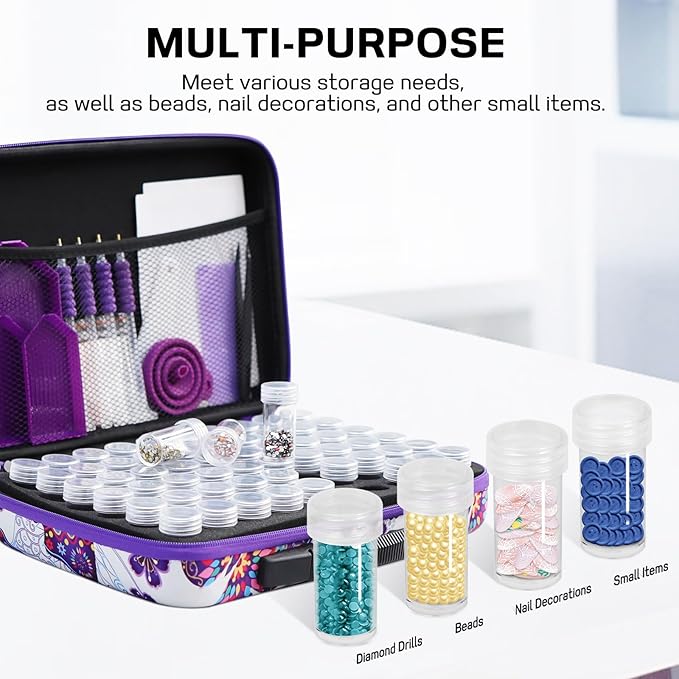 ZORETCO Diamond Painting Storage Case,60 Slots Diamond Art Kits with Accessories for Craft Jewelry Beads Organizer Boxes