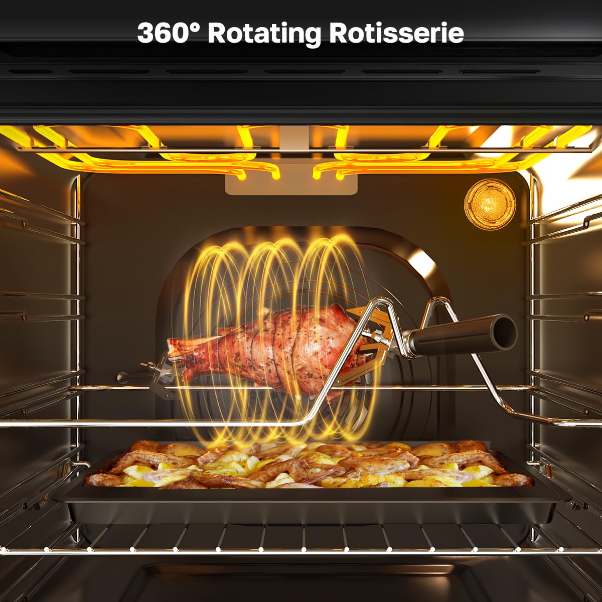 24" Wall Oven, ETL Certified, ThermoMate 2.6 Cu.Ft. Electric Wall Oven with 12 Functions, 3100W, White Built-in Convection Ovens, Sensor Touch Control, Safety Lock