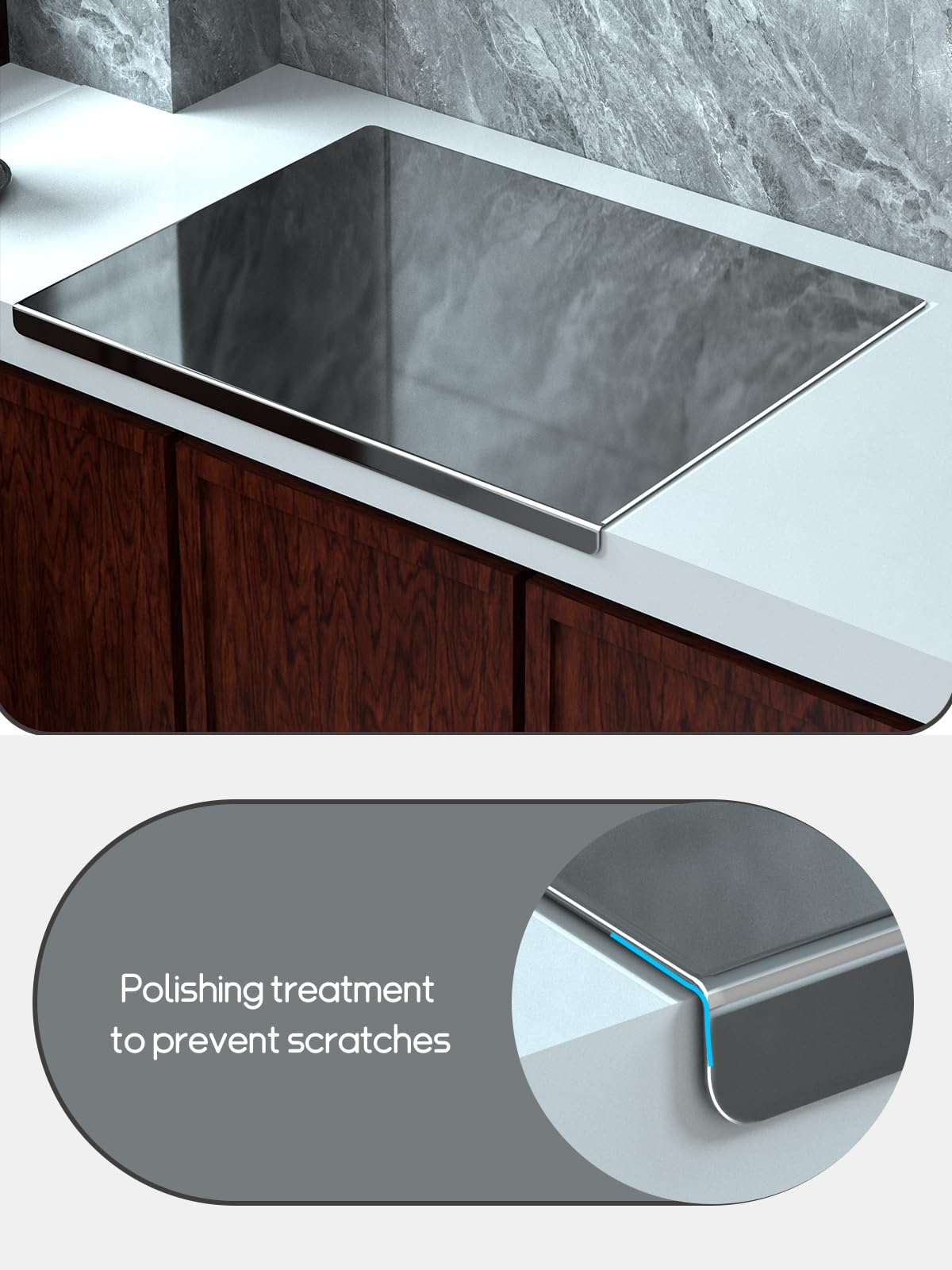 TaiSENtric Titanium Cutting Boards for Kitchen，Titanium Cutting Board Large， Dishwasher Safety, Easy to Clean, Cutting Boards Non Toxic, Non Slip&Low Noise Chopping Board(19.6 * 15.3)