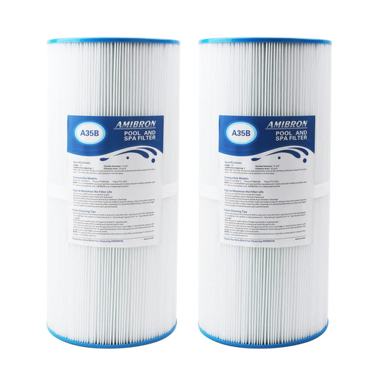AmiBron PWK35B Replaces Hot Springs Limelight Series Spa Filters, Compatible with Watkins 1642301-1, 78161, 78286, Filbur FC-3921, Pleated Fabric Filter Media 2 Pack