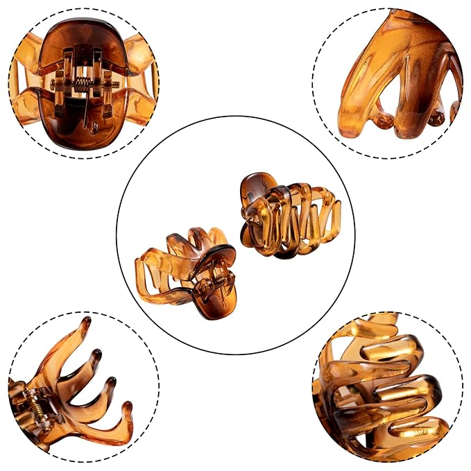 YOHAMA 10 pcs Hair Clips Medium Small 1.57 Inch Octopus Hair Clips Brown 4cm Medium Jaw Clips Durable Strong Grip for Women Girls Thick Hair.