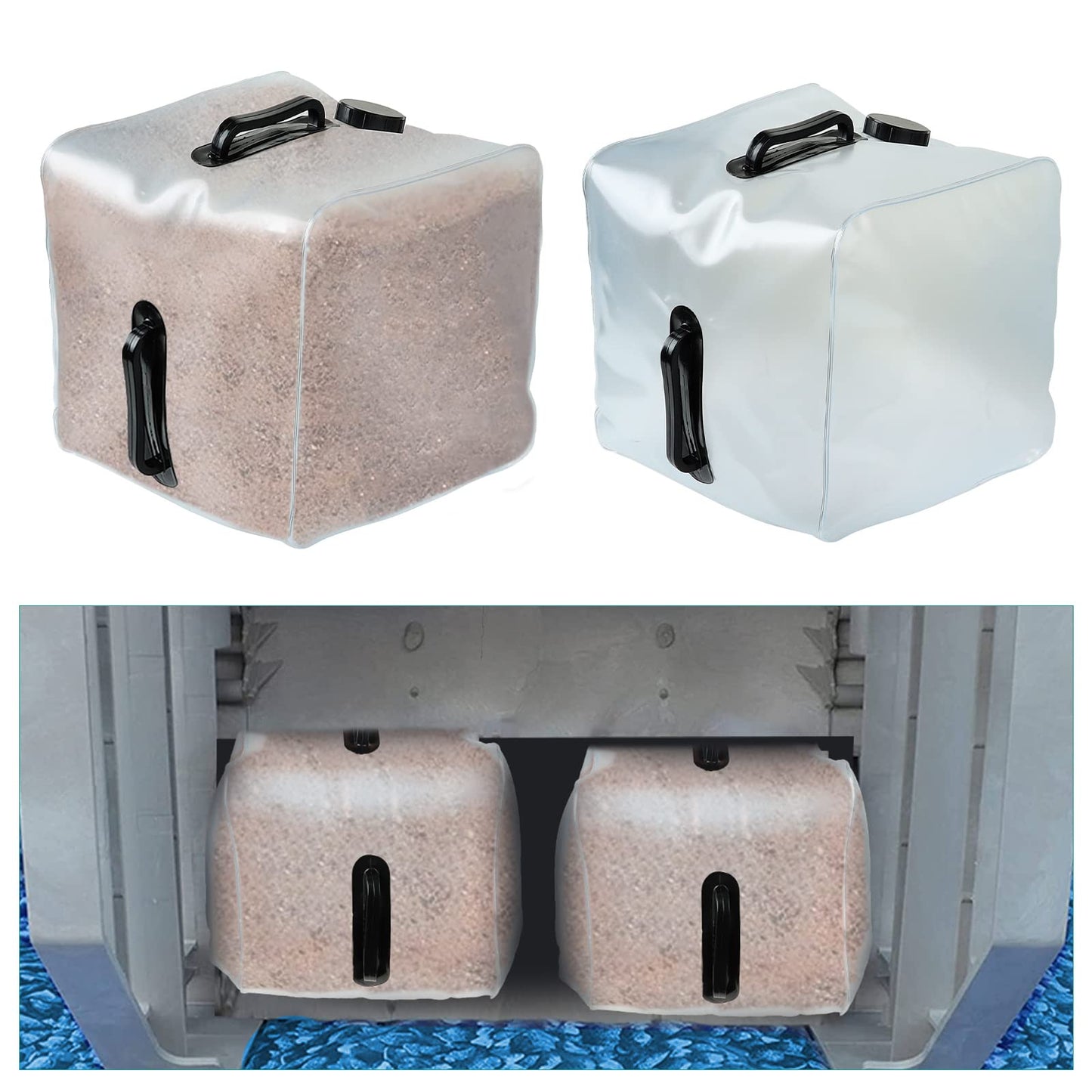 2 Pack Heavy Duty Pool Weight Plastic Sand Bags,Universal Pool Steps Weights for Above Ground Pools,Fillable Ladder Weight Anchor Bag Container for Swimming Entry Systems