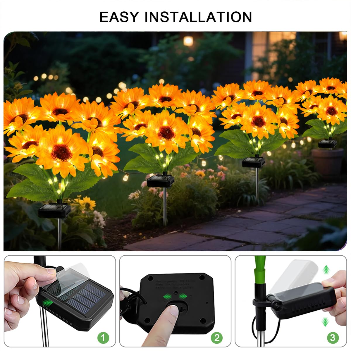 Solar Sunflower Lights 4 Pack with 24 Sunflower Solar Lights Outdoor Garden Decor Birthday Gift for Mom Women Grandma,Waterproof Solar Flower Garden Stake Lights for Yard Landscape Patio Lawn Pathway