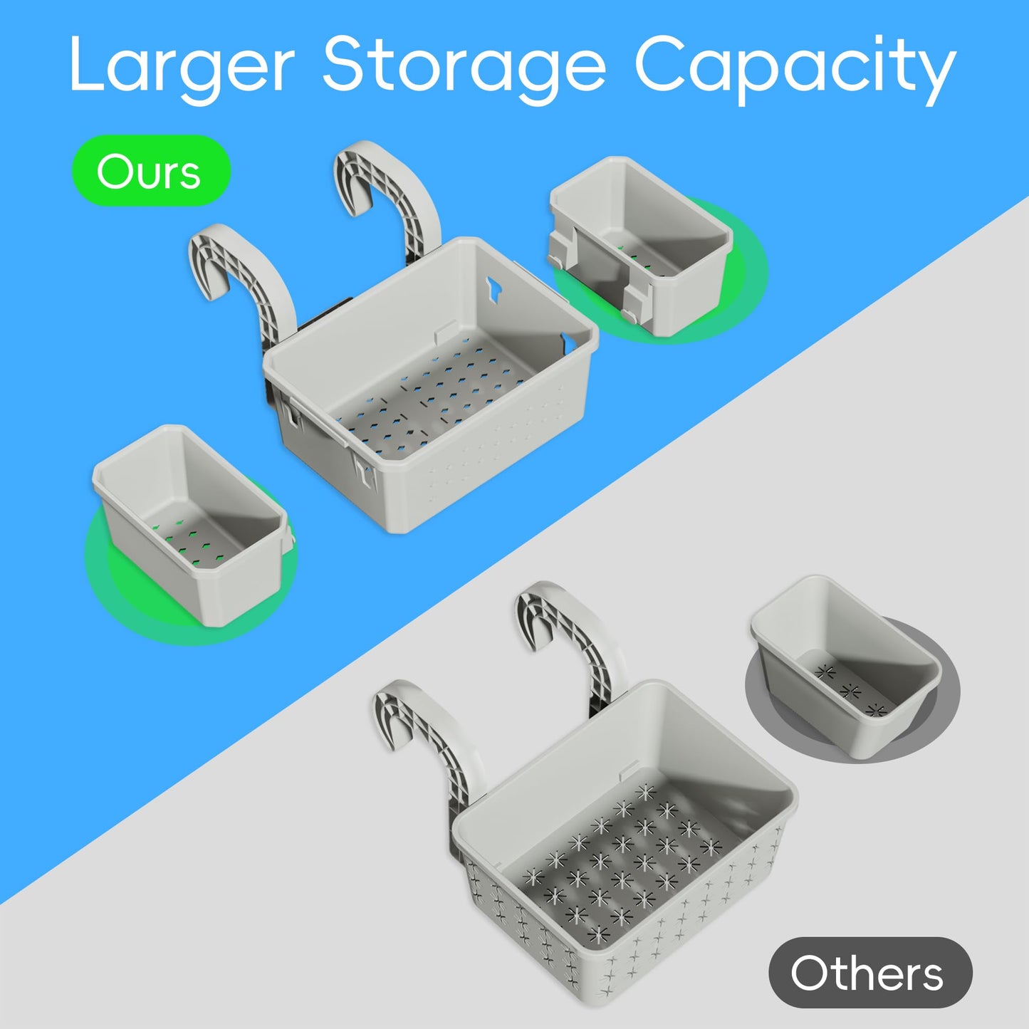 POOLHOUR [Patented] Poolside Storage Basket with 2 Cup Holders, Stretchable Above Ground Pool Accessories Organizer, Multifunctional Poolside Holder for Most Frame Pool Accessories (2Pack)