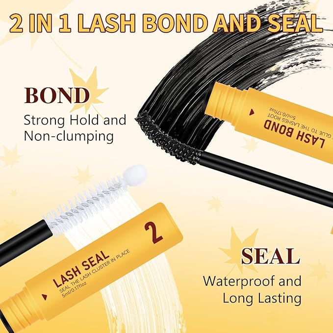 QUEWEL Lash Clusters Kit, 280Pcs 80D+100D 3D Lash Cluster Eyelash Extensions 10-18mm Lash Clusters Kit with Lash Bond and Seal and Lashes Tweezers Easy DIY at Home (80+100D 3D Kit)