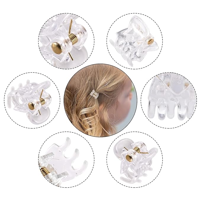 YOHAMA 36 PCS Clear Mini Hair Claw Clips Great for Design Kids Adult Hairstyles White Plastic Hair Clips Small Decoration Buns Pining Bangs Strong Grip Multifunction Clamp Clips.