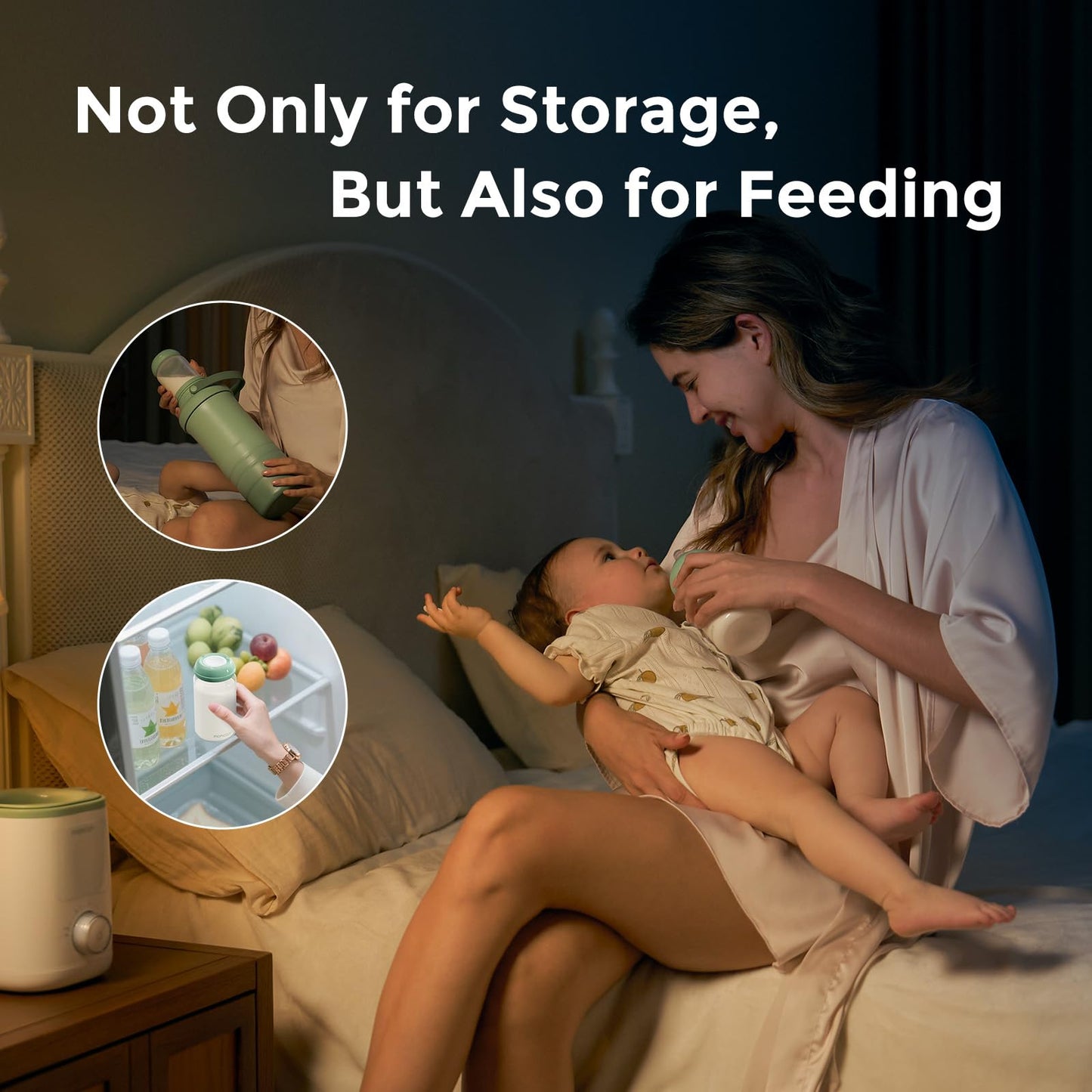 Momcozy Natural Baby Bottle, Wide-Neck, BPA Free Breast Milk Container, Storage Collection Bottle for Fridge & Milk Cooler, Breastfeeding Essential, 11 oz, 4 pcs