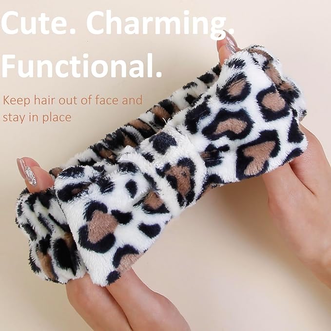 Huachi Spa Headband for Women Washing Face Girls Skincare Headbands Makeup Cheetah Print Leopard Face Wash Head Band Animal Print Christmas Gifts for Teen Girls