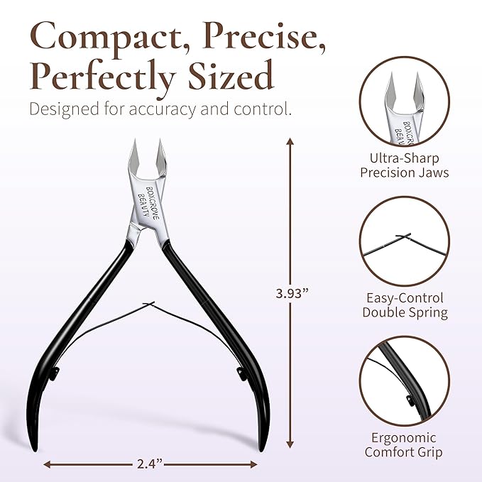 Professional Cuticle Cutter Stainless Steel Cuticle Nippers with Sharp Blades and Double Spring Cuticle Clippers - Nail Cuticle Trimmer Tool for Manicure & Pedicure Beauty at Home/Spa/Saloon