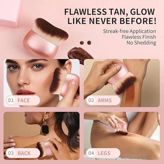 docolor Self Tanner Brush 75mm Large Body Makeup Brush Soft synthetic hair Tanning Brush no stripes, for Foundation, Self-tanners, Bronzer, Self Tan Back Applicator Face&Body Makeup Brush Gift Box