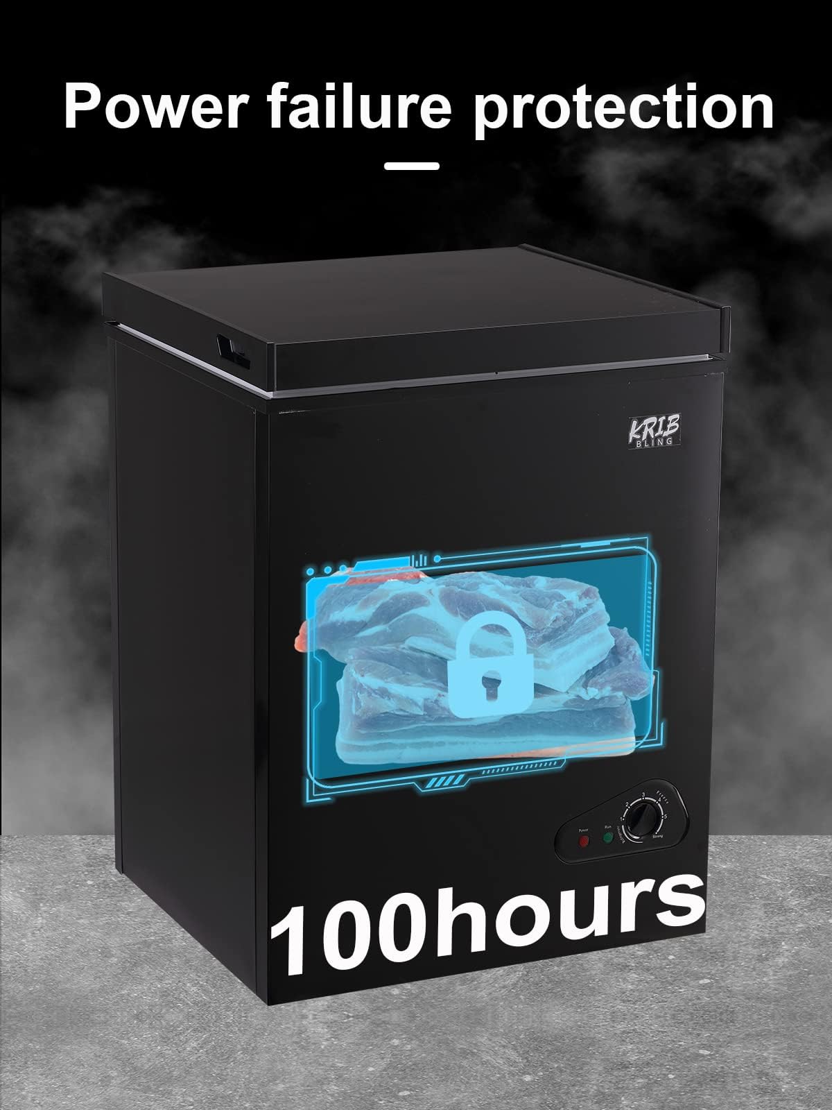 KRIB BLING Chest Freezer Adjustable Thermostat with Removable Storage Basket for Kitchen Garage Basement (3.5 cu.ft Black)