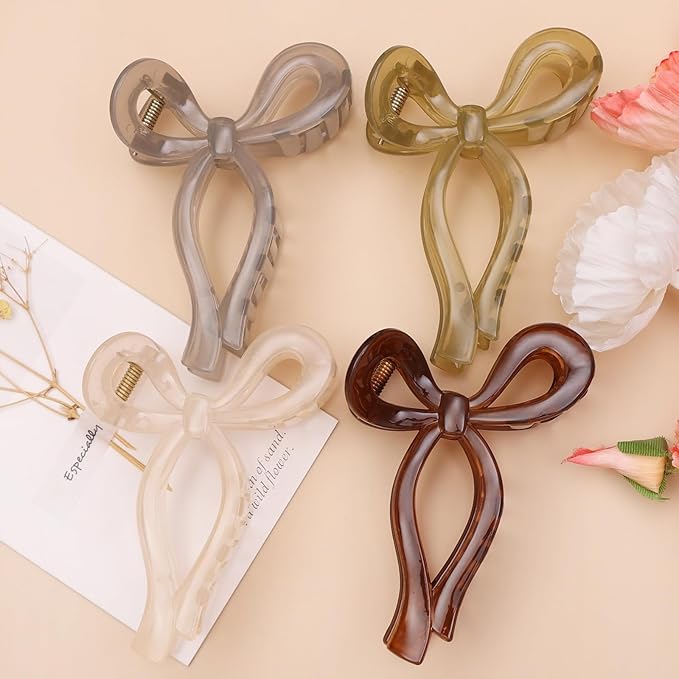 4 Pcs Bow Hair Clips Elegant Hair Claw Butterfly Hair Accessories for Girls Nonslip Butterfly Clips Hair Styling Accessories for Women