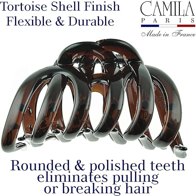 Camila Paris AD718 Octopus French Claw Clip for Women Ã¢ÂÂ Large 3.5 Inch Hair Clip for Thick Hair, Long Curly Wavy Hair, XL Strong No-Slip Grip, Cellulose Acetate, Made in France