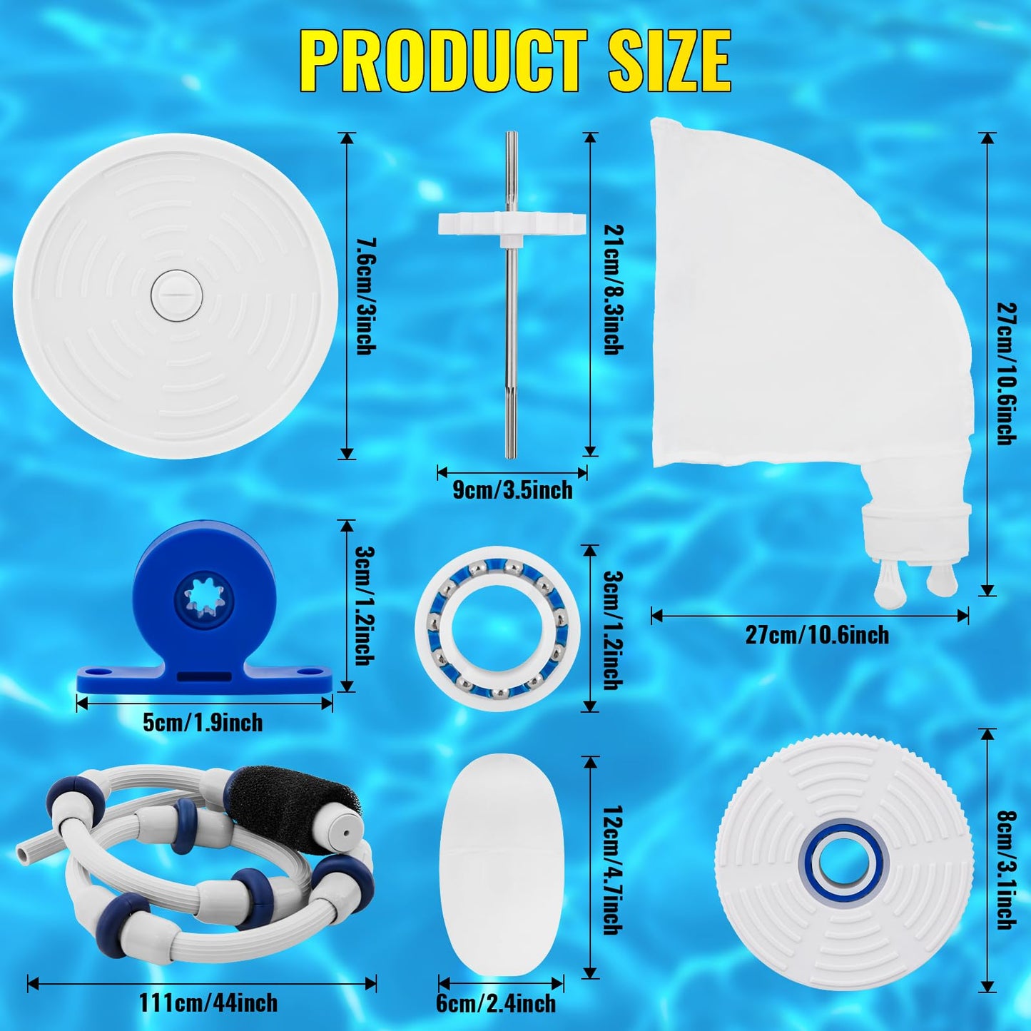 Rebuild Repair Kit Replacement for Polaris Zodiac Automatic Pool Cleaner 280 with Wheel, Tire, Drive Shaft, Turbine Bearing, All Purpoe Bag, Sweep Hose, Wheel Bearing, Tailsweep Pro