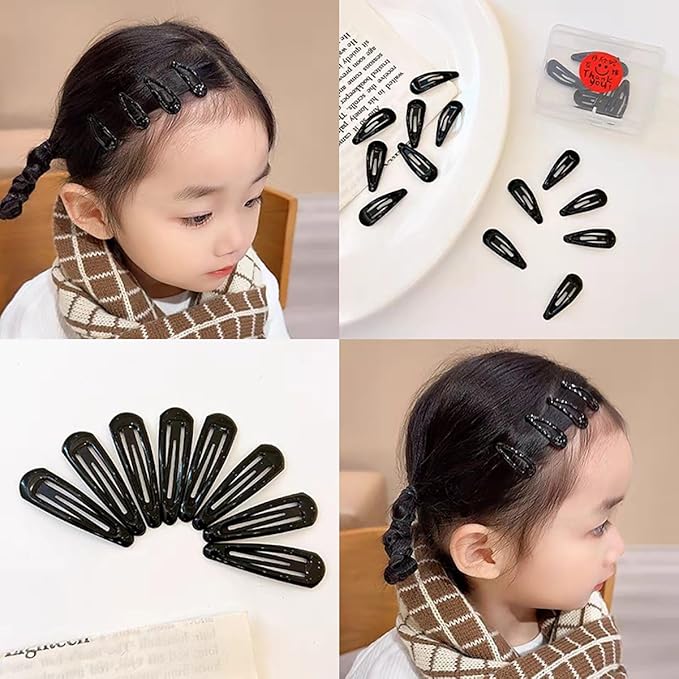 30,60 80 Pack Black 2 Inch Women Metal Snap Hair Clips Accessories No Slip Hair Barrettes Girls Women Hair Accessories (Black 40PCS)