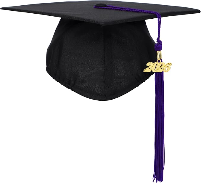 Unisex Adult Matte Graduation Cap with Tassel Year Charm