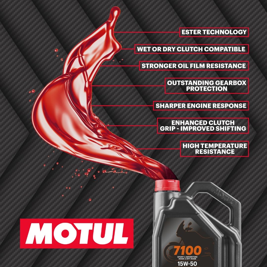 Motul 104299 7100 15W-50 Motor Oil Full Synthetic Motorcycle Engine Lubricant