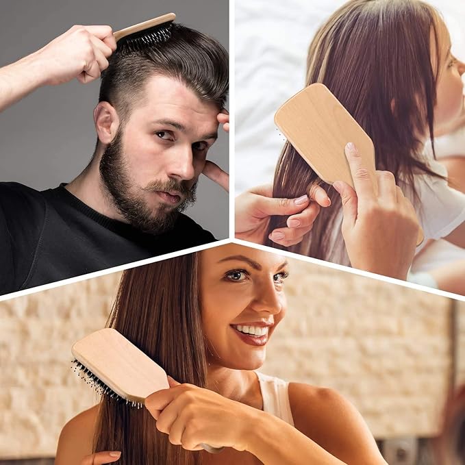 Hair Brush, Sosoon Boar Bristle Paddle Hairbrush for Long Short Thick Thin Curly Straight Wavy Dry Hair for Men Women Kids, No More Tangle, Giftbox & Tail Comb Included