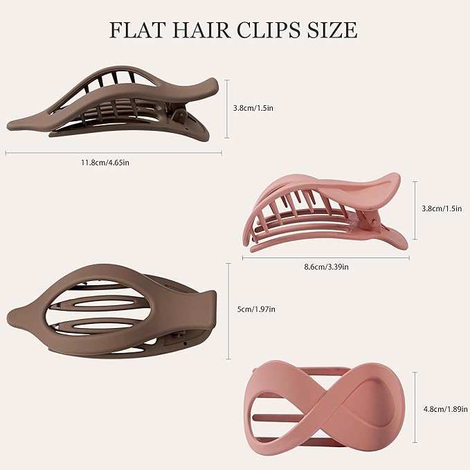 8 Pcs French Flat Hair Clips for Women Matte Claw Clips for Thick & Thin Hair No-Slip Hair Claw Strong Hold Styling Barrettes Accessories
