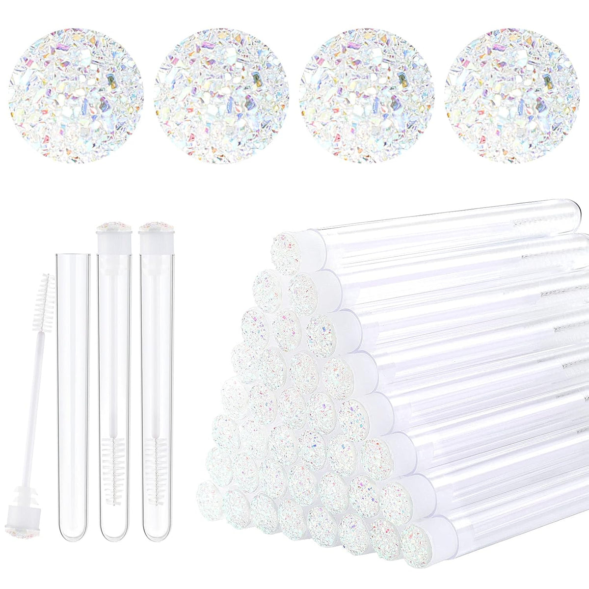 20pcs Eyelash brush Lash Wand Makeup tool Eyelash Extension supplies Cleaning brush Diamond Mascara star white