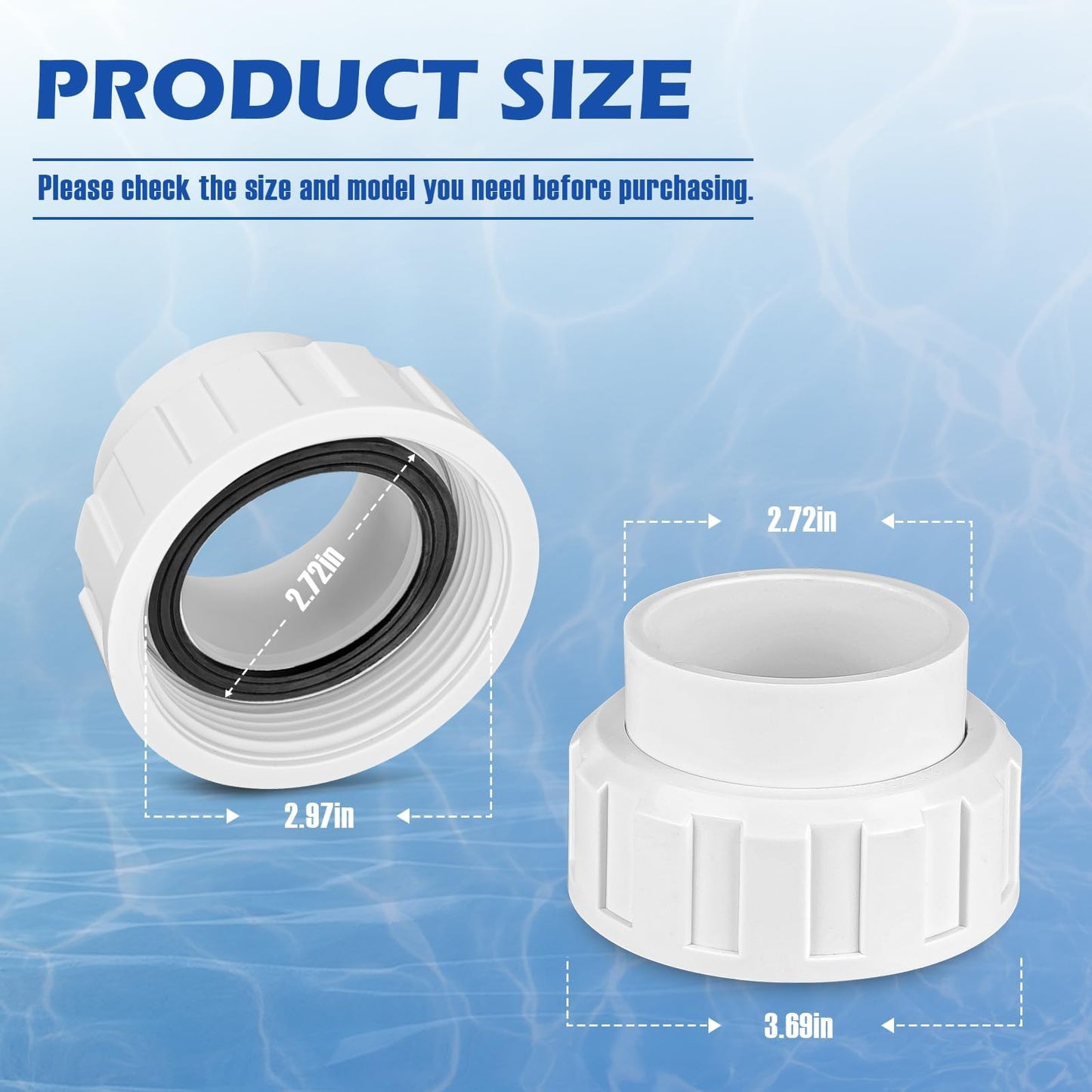 Antrys Salt Cell 2" Union Replacement for Goldline Hayward Salt Chlorine Generators, GLX-Cell-Union 2-Inch Pump Union for Hayward Salt Cell, Pool Part for Spa Pump Connections, 2 Pack