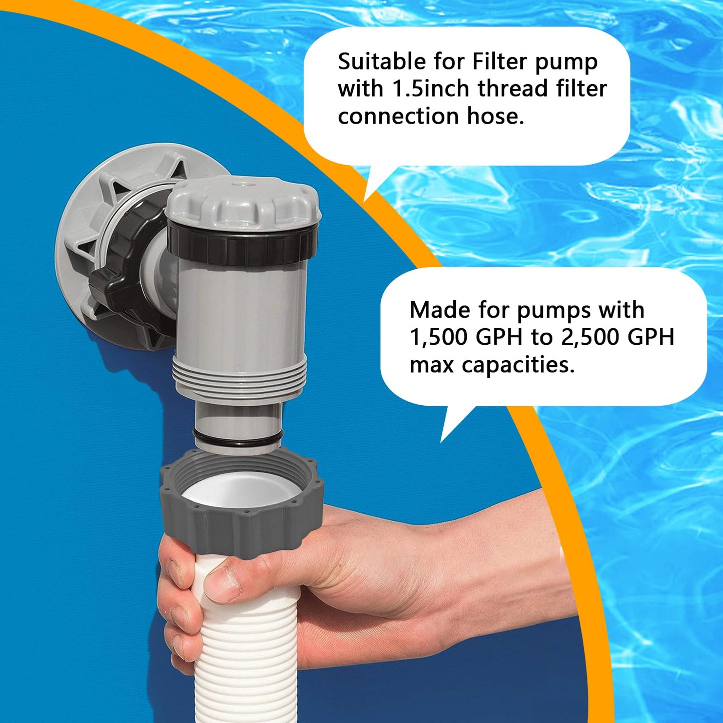 Boltigen 2Pcs 1.5'' Diameter Pool Sand Filter Pump Hose, 40inch Pool Pump Replacement Hose for Above Ground Pools, Flexible Water Pool Hose Set for Filter Pump and Saltwater Systems
