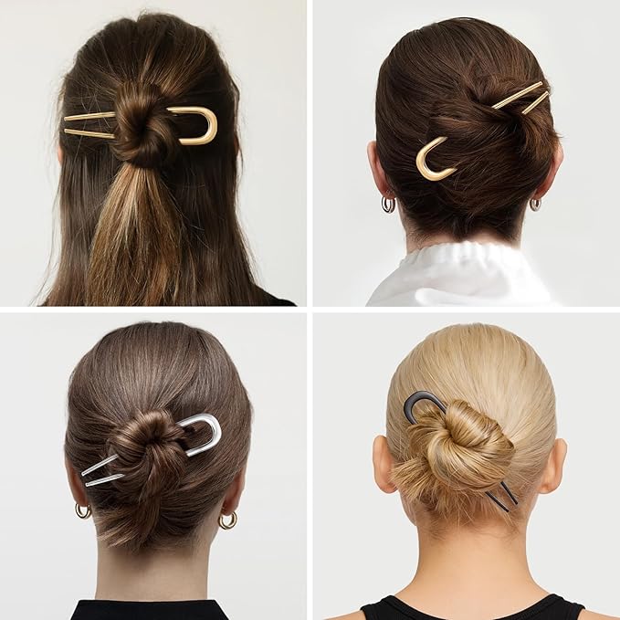 3 Pcs French Hair Pins for Women, French Twist Hair Pins for Buns, Metal Gold Hair Accessories