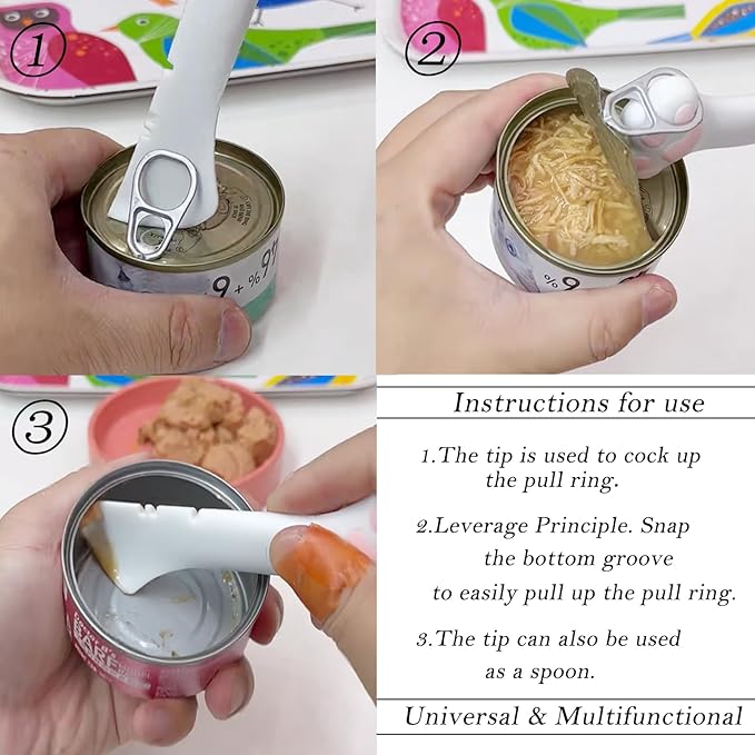 Pet Food Can Spoon & 3 Pcs Can Cover Lids | Cute Paw Shape Opener Spatula Cat Wet Food Spoon | Universa BPA Free Silicone Lids for Dog Cat Cans(Multicolor)
