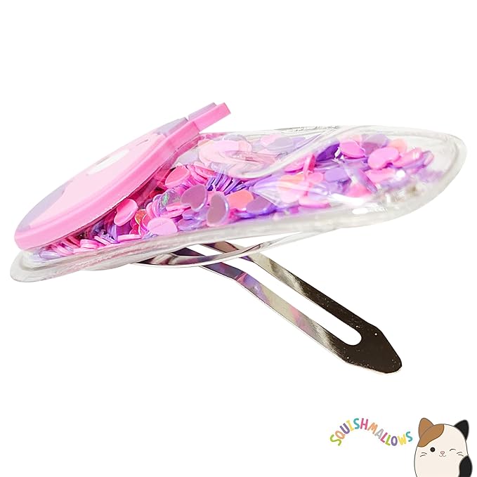 Luv Her Hair Accessories: 6pc Cute Squish Hair Clips with Favorite Character Charms for Girls and Toddlers Ages 3+