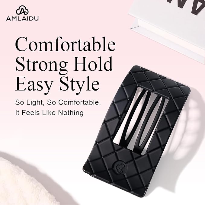 Large Flat Hair Claw Clips for Women Fine Thin Medium Thick Hair, Duckbill Strong Hold Non Slip Square Hair Clips, Cozy French Lay Down Hairclips, Beige, Light Brown, Dark Brown, Black, 4 Pcs