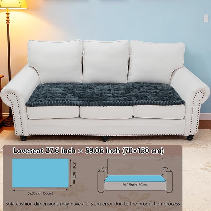 Waterproof Couch Cover for Dogs Washable,Non Slip Fuzzy Durable Couch Covers for 3 Cushion Sofa Pet Friendly Sofa Cover Dog Thick Soft Slipcovers Protector Couches Mat Bed (Grey, 27.6" x 59.06")