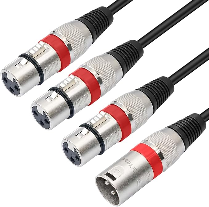 SiYear XLR Splitter Cable 3 Way - 1 XLR Male to 3 Female Patch Y Cable Balanced Microphone Splitter 3 in 1 Cord Audio Adapter (60cm/2FT)