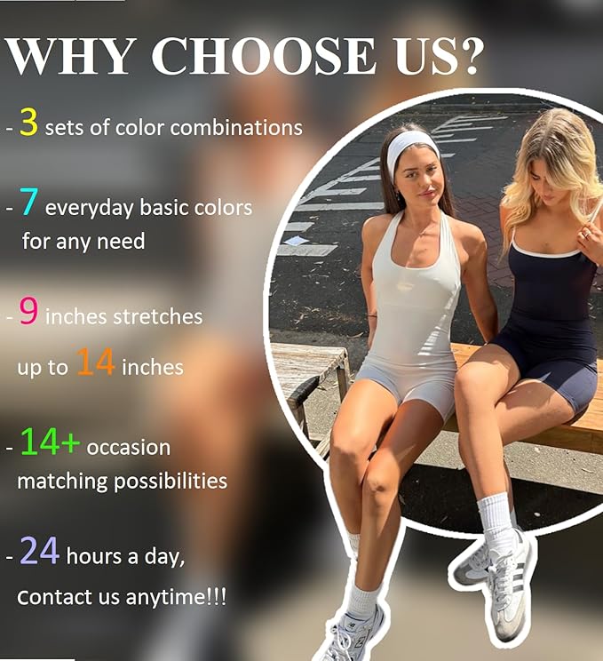 Trendy Elastic Headbands 7PCS - Soft Thick Cotton Cloth for Women's Hair Workout, Yoga, Running Sport
