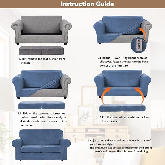 WEERRW Velvet Couch Covers for 2 Cushion Couch Sofa - High Stretch Luxury Velvet Plush 3 Pieces Sofa Slipcovers with Elastic Bottom, Furniture Protector for Pets, Machine Washable, Light Blue, Medium