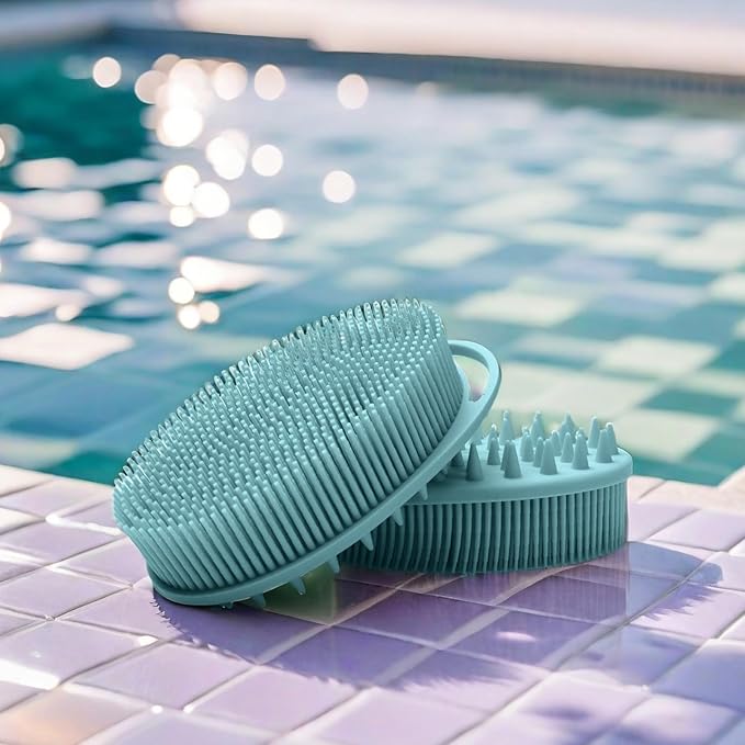 Silicone Body Scrubber Ã¢ÂÂ Dual-Sided Silicone Loofah for Shower, Set of 2 Soft Exfoliating Body Bath Shower Scrubber Loofah Brush Easy-to-Clean for Sensitive Kids Women Men All Kinds of Skin