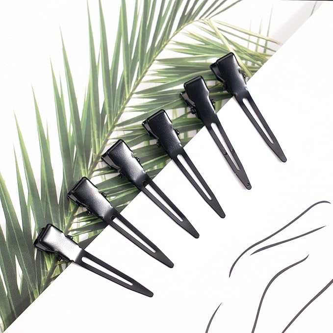 Qearl 120 PCS 1.77" Single Prong Curl Clips Black Curl Pins Duckbill Clips Metal Alligator Clips for Hair Extensions Styling (Black)
