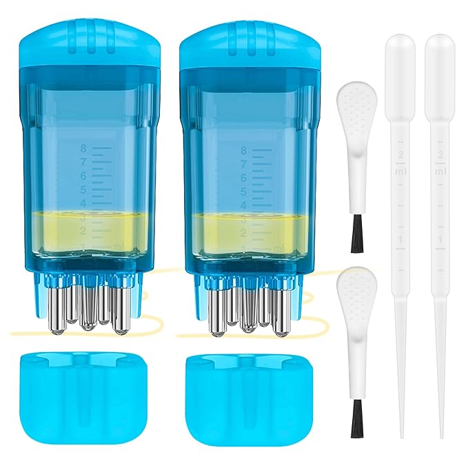 2 PCS Minoxidil Applicators with Cleaning Brush and Dropper, Anglecai Scalp Applicator Comb for Hair Oil Applicator Brush, Minoxidil Brushes for Scalp Applicator Comb for Hair Growth (Blue)