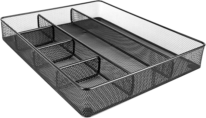Amazon Basics Mesh Drawer Organizer, Black | Pack of 4