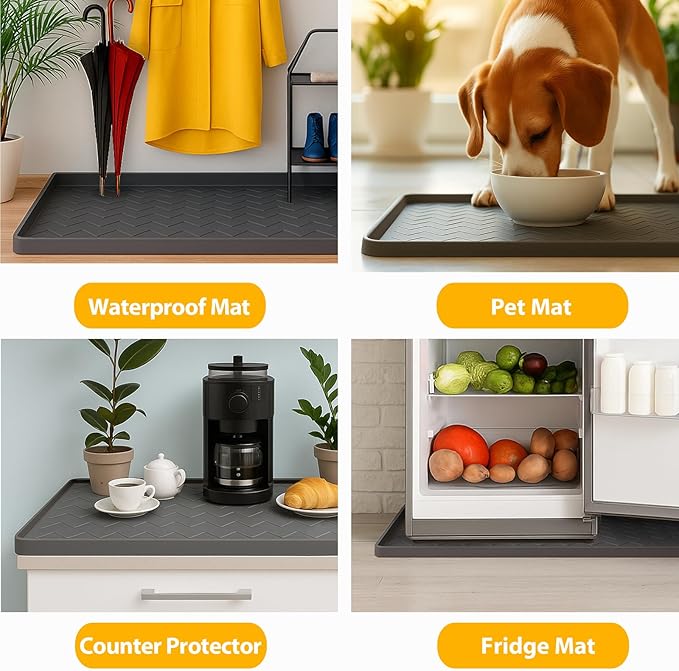 TigeJoy 22" x 19" Under Sink Mats for Kitchen Waterproof, Leak-Proof Silicone Mat Sink Protector and Cabinet Liner, Kitchen Essentials Organizer and Storage, Boot or Shoe Tray, Pet Feeding Mat