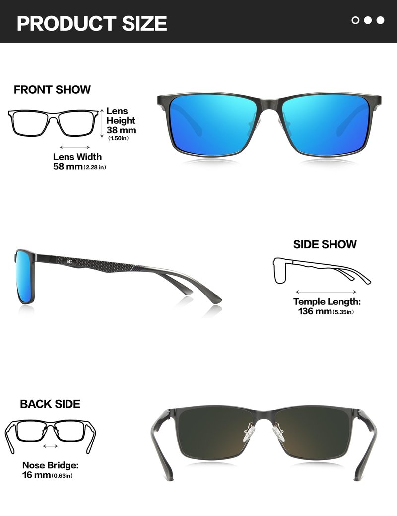 BIRCEN Polarized Mens Sunglasses for Driving: UV Protection Al-Mg Metal Sunglasses Lightweight Shades for Fishing Travel Golf