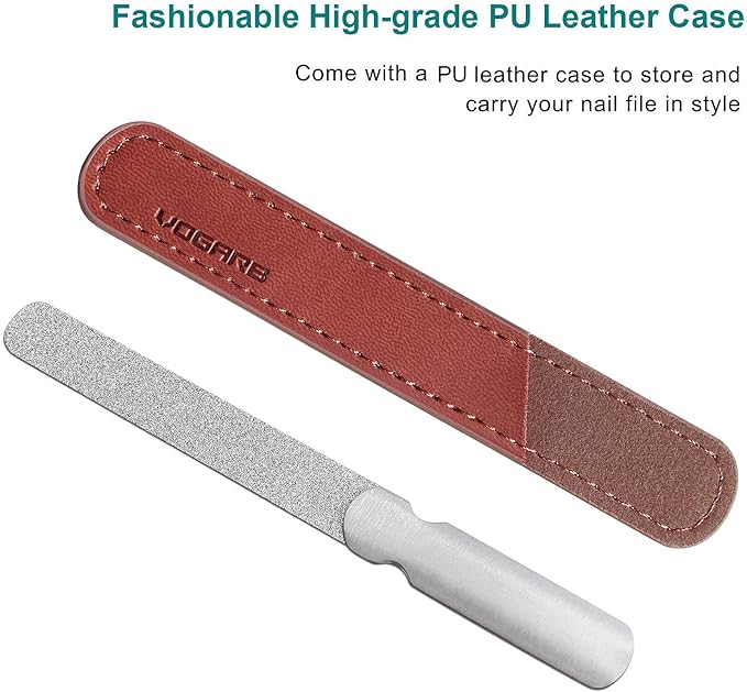 Diamond Nail File for Natural Nails, 4.6 Inch Double Sided 180 Grits Emery Boards Metal Toe Nail Files for Thick Toenails and Fingernail (1 Pack)