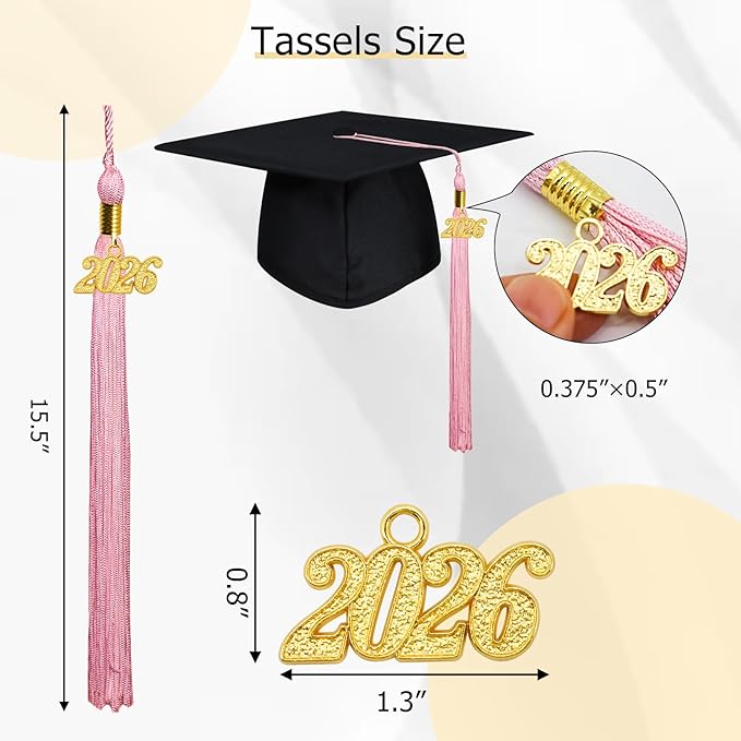 GraduationMall Single&Multiple Color Graduation Tassel with 2026 Year Charm 9"