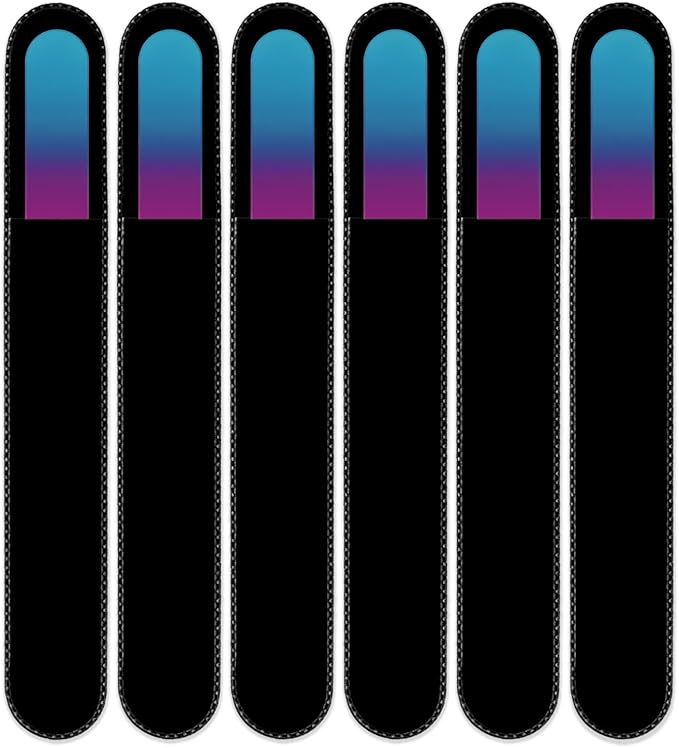 Mont Bleu Rainbow Crystal Nail File in Black Pouch - Large/Professional Size - Czech Tempered Glass - Handmade in Bohemia (Czech Republic)