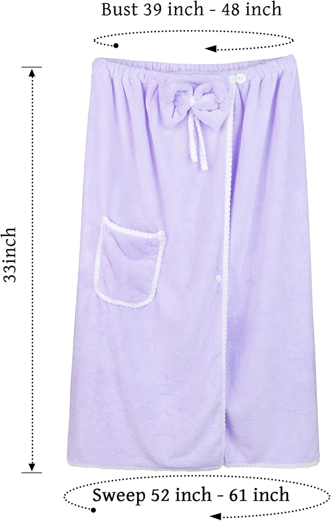 Towel Wrap Women Shower Robe Adjustable Closure Bathrobe with Hair Drying Towel & Spa Wraps
