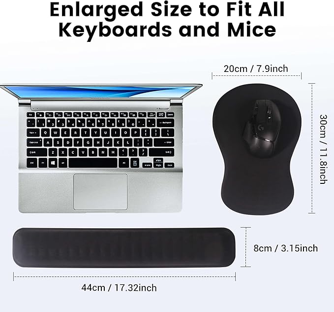 MEKASS Ergonomic Mouse Pad and Keyboard Wrist Rest Set, Super Soft Memory Foam Desk Wrist Support for Computer Keyboard, Non-Slip Arm Palm Rests Cushion for Typing Gaming Office (Light Pink Marble)