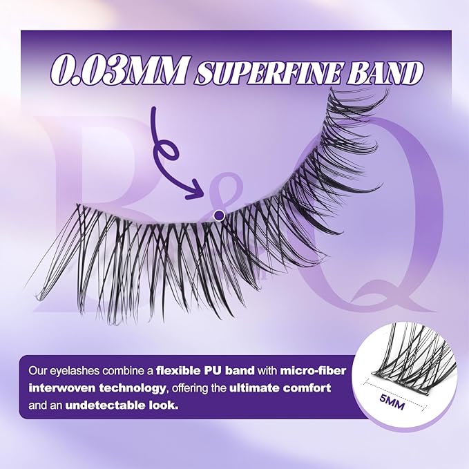 B&Q Natural Lash Clusters 05 - Cluster Eyelash Extensions, Pestañas Postizas Naturales Style Eyelashes Comfort Fit - Day-to-Night Natural Effect - Office & Date Ready For Effortless Beauty(8-16mix)