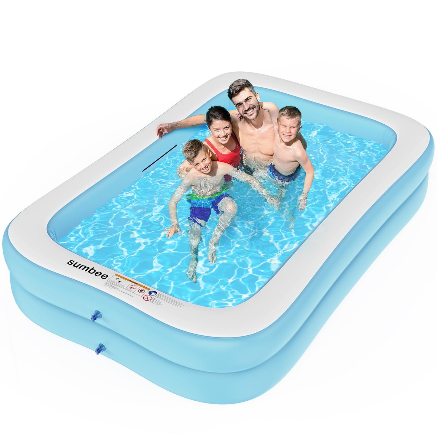 Sumbee Inflatable Pool for Kids and Adults, 103" x 69" x 20" Oversized Thickened Blow Up Swimming Family Pool for Toddlers Outdoor Patio Backyard Garden Deck Summer Party, Full Size Rectangular Blue