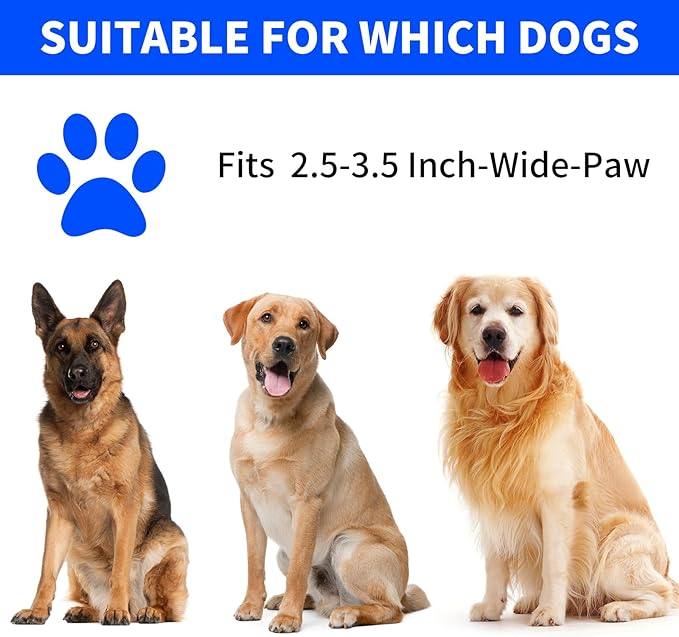 Professional 7 in 1 Dog Paw Cleaner for Dogs - Includes 1 Portable Paw Washer, 1 Bath Brush, 2 Dog Toothbrushes and 3 Absorbent Towels Note: Fits Paws 2.5 to 3.5 Inches Wide (Large, Navy Blue)