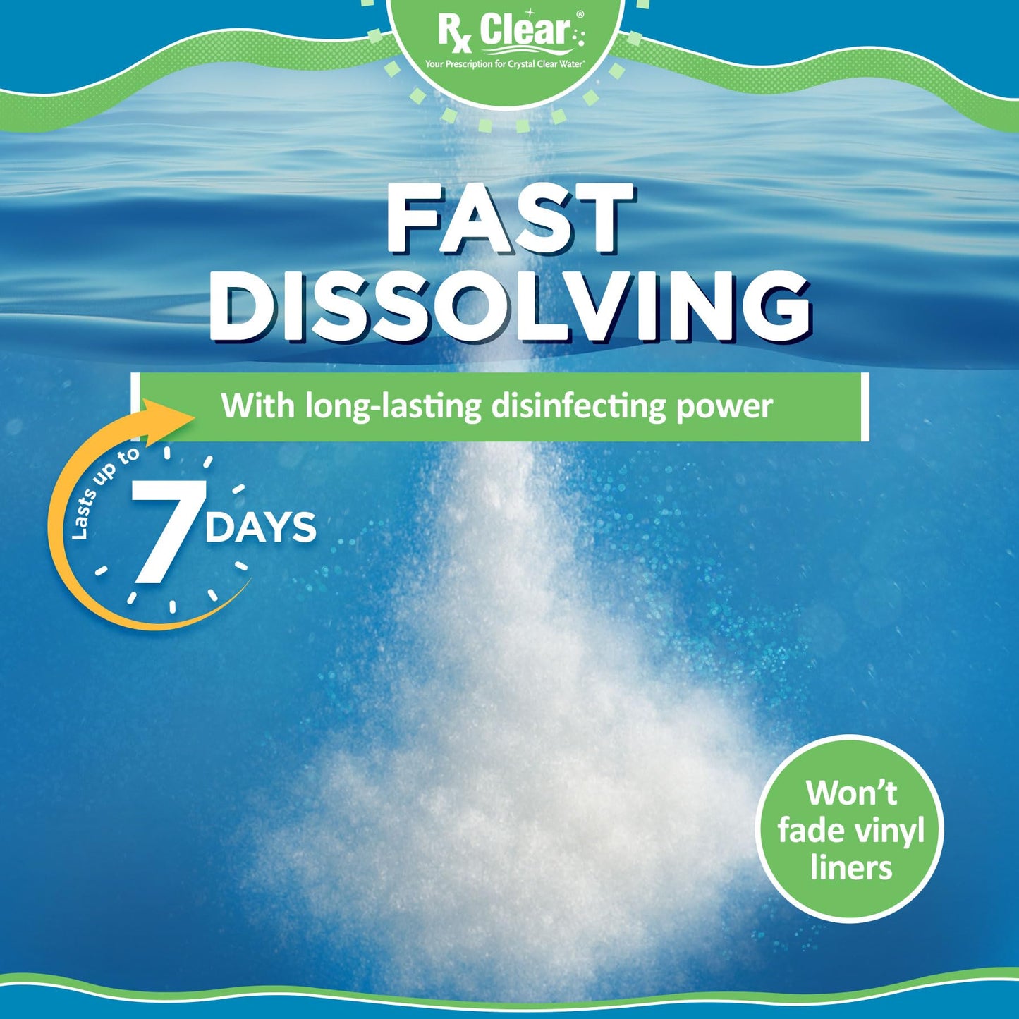 Rx Clear 25 lbs Granular Pool Chlorine | Use As Bactericide, Algaecide, & Disinfectant in Swimming Pools, Hot Tubs, & Spas | Stabilized, Fast Dissolving & UV Protected