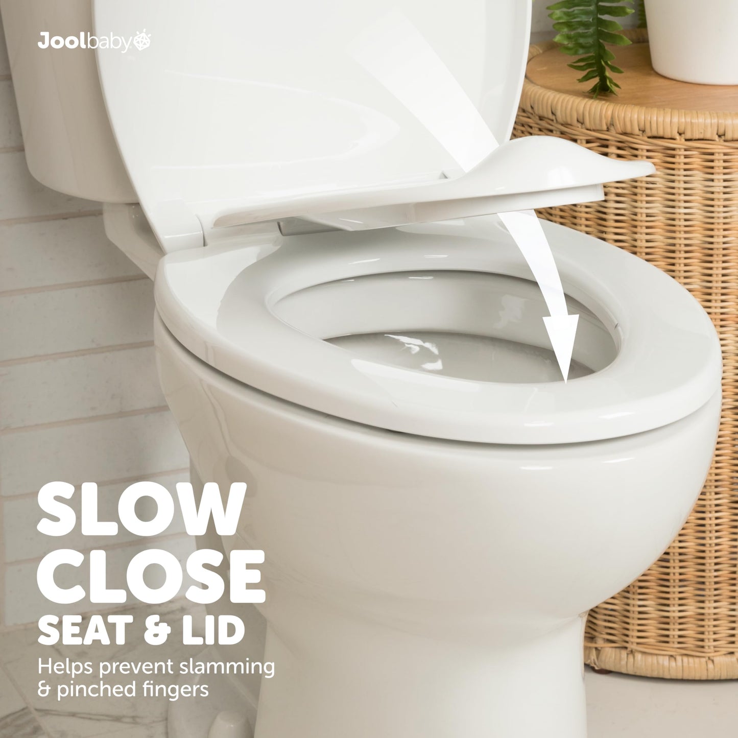 Quick Flip Toilet Seat with Built-in Potty & Splash Guard for Toddler Training, Slow Close - Jool Baby (Elongated)